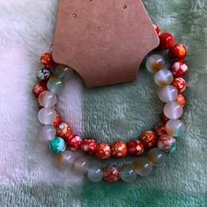 Green and Orange Bracelet Set